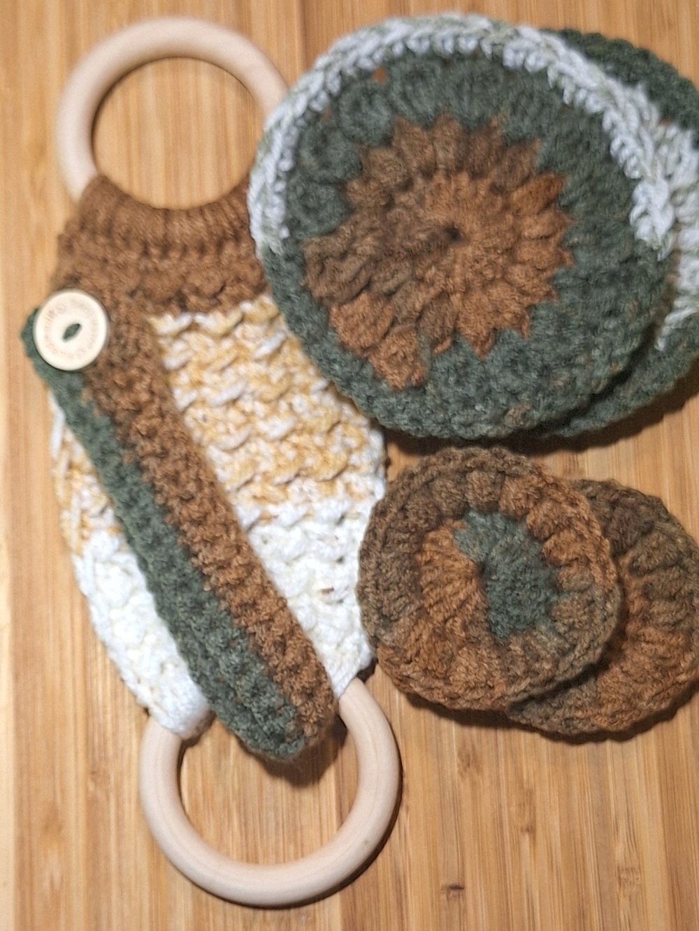 6 Piece Handmade Crochet Dish Towel Holder Set